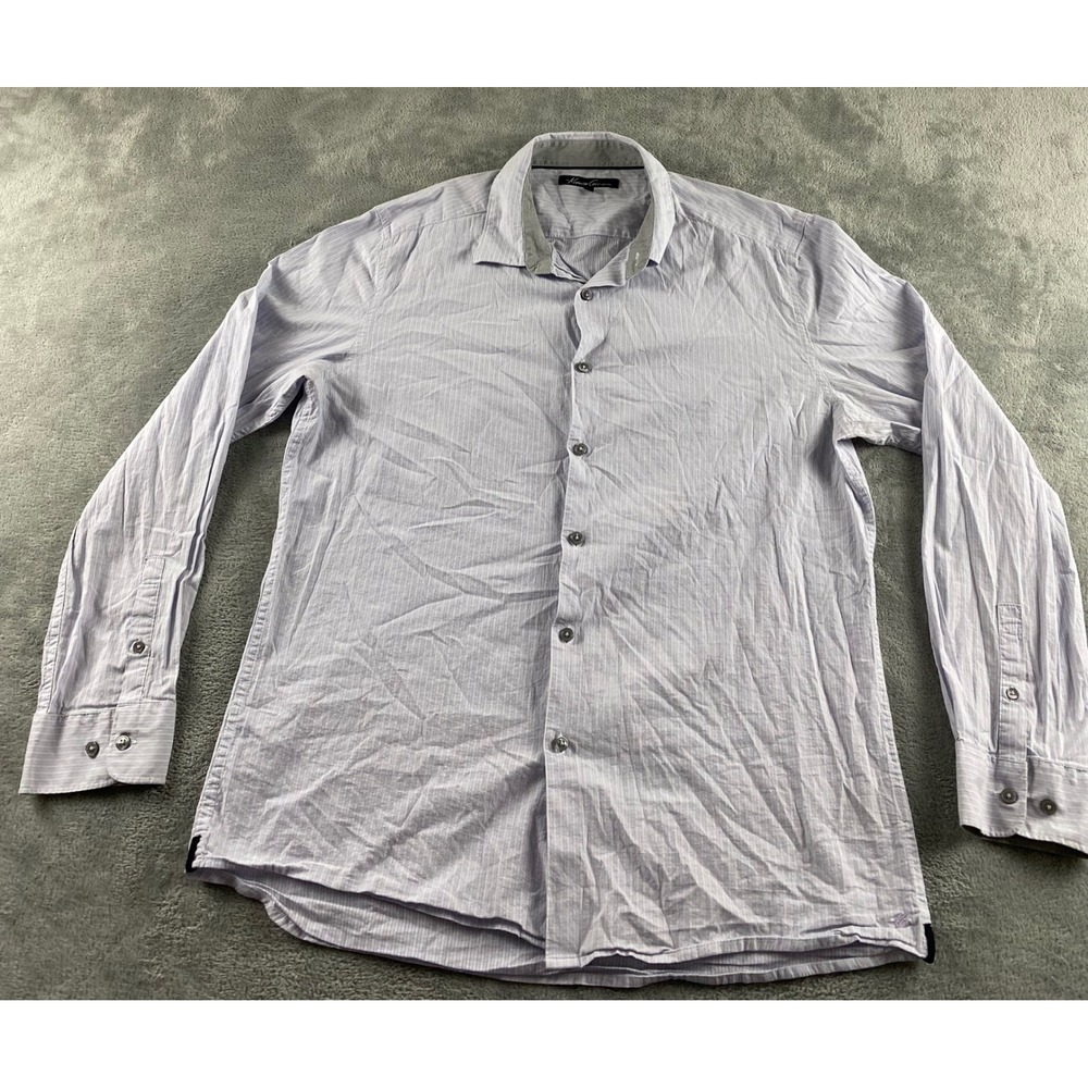 Kenneth Cole New York Mens XL Long Sleeve Button Down Shirt Lavender‎ Stripe